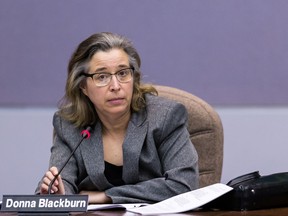 Public school trustee Donna Blackburn was 'racially insensitive' when she told a Black teenager playing basketball in a closed park that "people like him" end up in jail for breaking the rules, an investigator says.