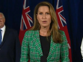 Transportation Minister Caroline Mulroney speaks at Queen's Park on Monday, June 29, 2020.