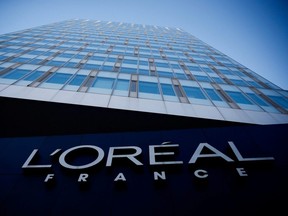 The logo of French cosmetics group L'Oreal in the western Paris suburb of Levallois-Perret, France, Feb. 7, 2020.