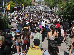 Thousands of people gathered to join a Black Lives Matter protest and a support march for march for George Floyd in downtown Ottawa Friday June 5, 2020. Protesters gathered in front of the US Embassy in Ottawa Friday.