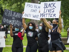 An anti-racism protest on the front lawn of Queen's Park in Toronto, Ont., on Saturday, June 6, 2020.