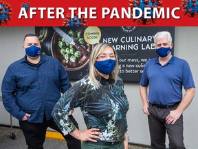 Walid El-Tawel (L), Candace Sutcliffe (C) and Brian Corbishley outside restaurant supply store CA Paradis (1314 Bank St.)