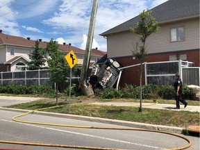 OTTAWA - July 13, 2020 - A car crashed into a house on Longfields Drive near Paul Metivier Drive.