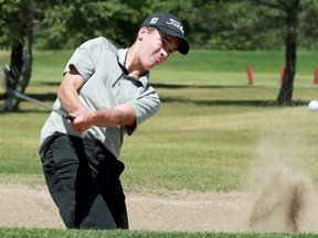 Defending junior champion Cedric Hughes shows some form with tidy hits from the sand traps at the Ottawa Citizen Golf Championship at the Mississippi Golf Club in Almonte.  JULIE OLIVER/Postmedia