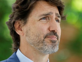 Prime Minister Justin Trudeau attends a news conference at Rideau Cottage on July 13, 2020.