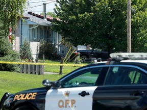 OPP cordoned off the residential street, Lemay Circle, in Rockland on Friday following a homicide.