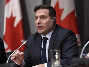 Minister of Immigration, Refugees and Citizenship Marco Mendicino speaks during a press conference on COVID-19 in West Block on Parliament Hill in Ottawa, on Thursday, March 19, 2020.