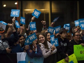 A crowd gathers before the WE Day red carpet in Toronto, on Thursday, Sept. 20, 2018.