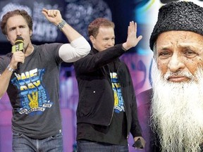 Craig Kielburger and Marc Kielburger, along with Abdul Sattar Edhi.