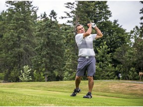 Perry Freda hits a ball at the Ottawa Citizen Golf Championship held at the Kanata Golf and Country Club, Sunday, July 19, 2020.