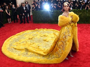 Rihanna arrives at the 2015 Metropolitan Museum of Art's Costume Institute Gala benefit in honor of the museums latest exhibit China: Through the Looking Glass May 4, 2015 in New York.