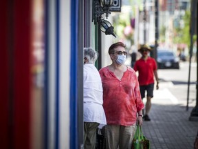 People out and about in the Glebe were wearing masks.