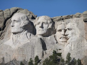 Mount Rushmore National Memorial towers over the South Dakota landscape on Oct. 1, 2013 near Keystone, South Dakota.