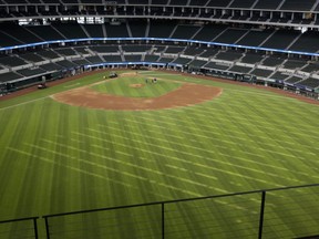 The playing field is seen during the first day of public tours at Globe Life Field, in Arlington, Texas, June 1, 2020.