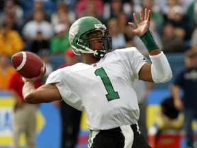 Saskatchewan Roughriders quarterback Henry Burris  during fourth quarter CFL action at Canad Inns Stadium in Winnipeg, Sunday, Sept 12, 2004.