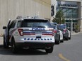 Police investigate a shooting at the Scarborough Town Centre on Friday, July 10, 2020.