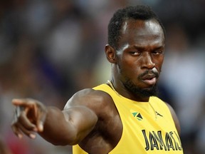 Usain Bolt of Jamaica before a race at the World Athletics Championship.