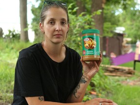 Jess McFaul, 27, is recovering at home after chewing on shards of glass that she found in a jar of peanut butter.