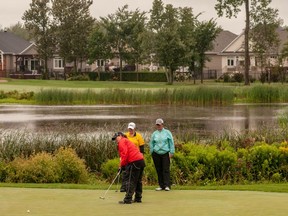 Erika Godwin (in red) and playing partner Emma Stodel didn't have their best day Thursday at the Ottawa Sun Scramble Championship Week's Michelob Ultra Ladies Open at eQuinelle, shooting a round of 4-over 76. The past couple of years have been an emotional rollercoaster ride for Godwin.