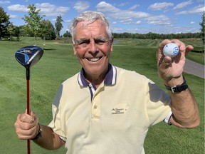 Don Miller got a hole-in-one on the Par 3 12th hole at Grey Hawk's Talon course during the Ottawa Sun Scramble's Senior B Division Friday.