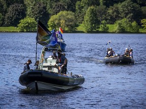 HMCS Carleton, a Canadian Forces naval reserve, held a small flotilla that made its way along the Rideau Canal on Sunday as part of the last weekend of this year's edition of Capital Pride.