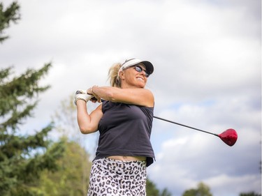 Marie Lusson drives the ball at the Ottawa Sun Scramble on Sunday.