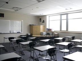 An empty classroom.