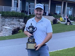 Robert Mustard again won the A Flight of the Flagstick Open Amateur Championship, which was played at the eQuinelle Golf Club in Kemptville Saturday and Sunday.