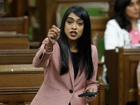 Canada's Minister of Diversity and Inclusion and Youth Bardish Chagger speaks during question period in the House of Commons on Parliament Hill, as efforts continue to help slow the spread of the coronavirus disease (COVID-19), in Ottawa on Aug. 12, 2020.