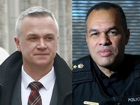 Ottawa Police Association president Matt Skof, left, has accused Ottawa police chief Peter Sloly of failing as a leader. (Credit: Tony Caldwell/Julie Oliver, Postmedia)