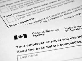 Personal income tax form used in Canada.