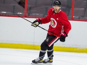 Ottawa Senators center Colin White during team practice at the Canadian Tire Centre on Monday. March 2, 2020.
