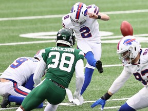 Bills kicker Tyler Bass hits one of his six field goals against the Jets.