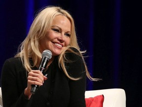 Pamela Anderson was takes part in a question and answer session at the Calgary Expo, April 28, 2019.
