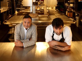 Devinder Chaudhary, owner of Aiana, and his son, chef and general manager Raghav Chaudhary.