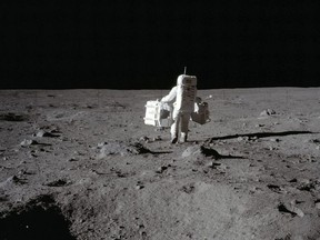 Lunar module pilot Buzz Aldrin on the surface of the moon at Tranquility Base, July 20, 1969. Canada has signed on to the Artemis Accords, a U.S.-led effort to establish global guidelines, based on the 1967 Outer Space Treaty and other agreements.