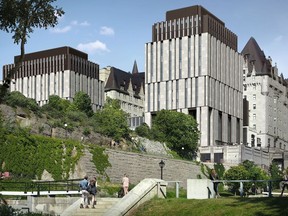 The latest plans for an addition to the Fairmont Château Laurier include two pavilions, 10 and 11 storeys high, joined by a two-storey connector.