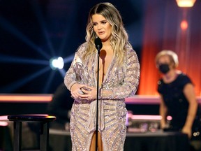 Maren Morris accepts an award onstage during the The 54th Annual CMA Awards at Nashville’s Music City Center on Wednesday, Nov. 11, 2020 in Nashville, Tennessee.