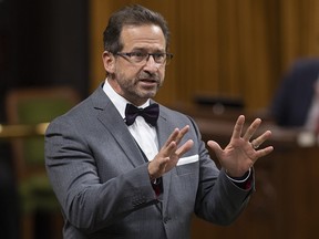 Bloc leader Yves-Francois Blanchet rises during Question Period in the House of Commons Tuesday November 17, 2020 in Ottawa.