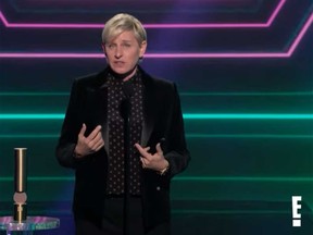 Ellen DeGeneres thanks her staff after winning Daytime Talk Show of 2020 at the People's Choice Awards.