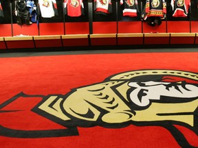 Ottawa Senators dressing room.