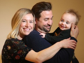 Amanda Sully and Adam Deschamps' son, Aidan Deschamps is a going concern, crawling all over their Ottawa home.