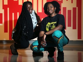 Local artists Hasina (right) and Celestina are part of the Full Femme arts collective, which, in conjunction with Gallery 101, are offering a series of workshops aimed at developing young Black artistic talent.