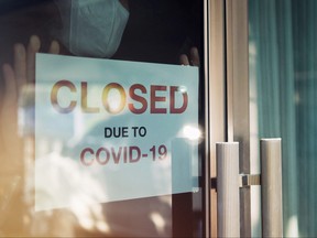 Store shop closed due to COVID-19 lockdown.