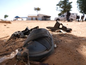 A student’s shoes are left behind after gunmen abducted students at the Government Science school in Kankara, in northwestern Katsina state, Nigeria December 15, 2020.