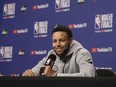 Golden State Warriors Steph Curry speaks to the media at availability before practice in Toronto, Ont. on Saturday June 1, 2019.