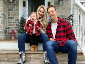The Ottawa Redblacks' Nigel Romick, his fiancée, Melissa Lamb, and their son, Luca. Romick wasn't playing football in 2020, but he has been kept busy since Luca was born on Dec. 6 last year.