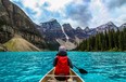 The incredible turquoise water of Moraine Lake, in Alberta’s Banff National Park, is a paddle to remember