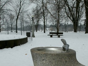 A water fountain in Commissioners Park, at Dow's Lake.