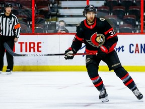 Senators centre Colin White in action against the Jets during a home game at Canadian Tire Centre on Jan. 21.